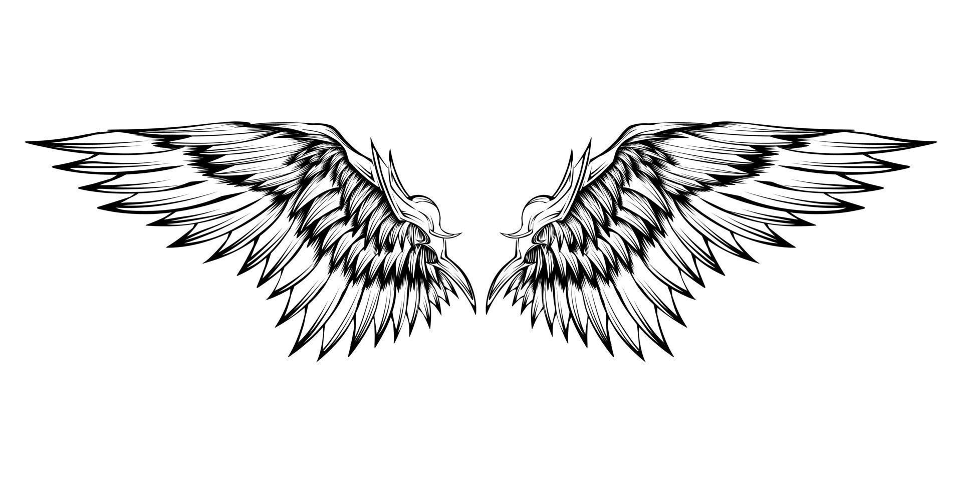 tatouage tribal d'ailes d'ange de vecteur vintage
