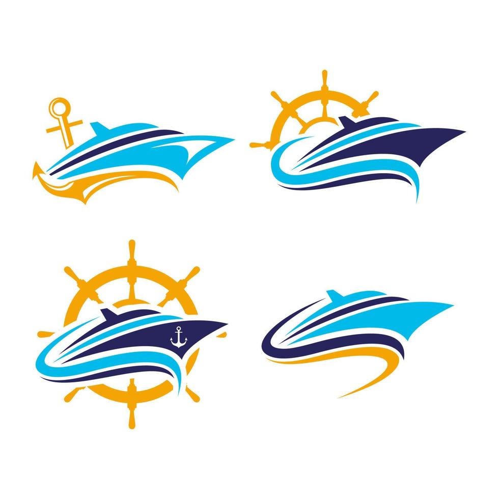 bateau, navires, yacht, logo vectoriel de croisière. parfait pour compagnie de transport. style de couleur plat