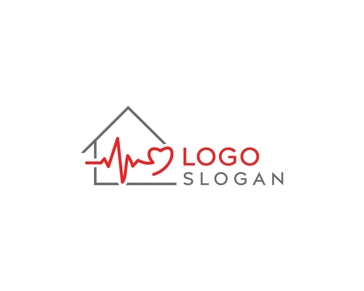 création de logo de soins de santé, logo vectoriel médical de santé, amour à la maison avec création de logo vectoriel de soins de santé
