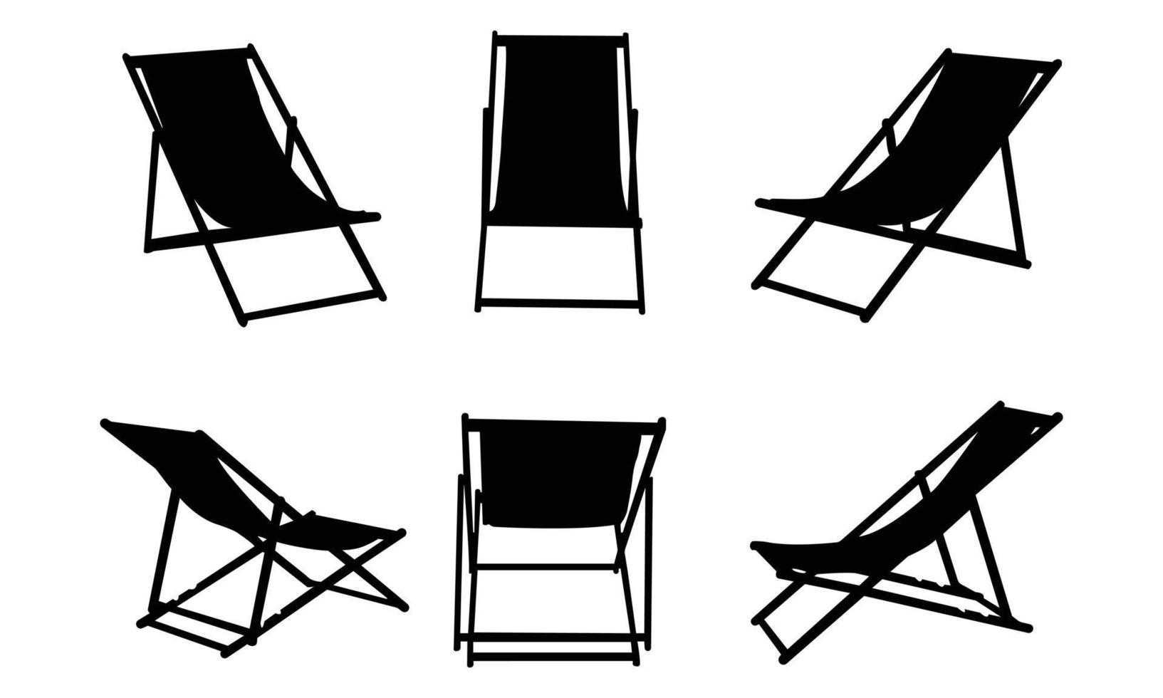 silhouettes de chaise de plage sur fond blanc vecteur