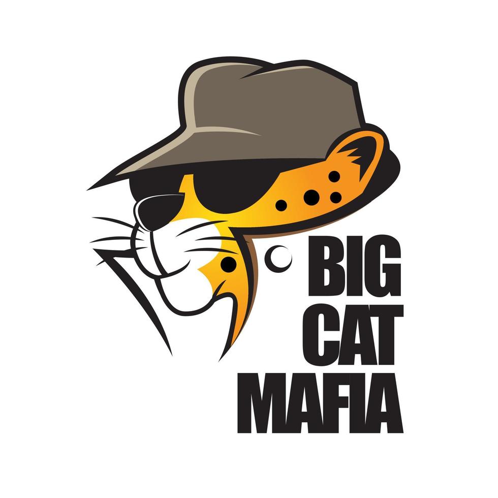 dessin animé de mafia de gros chat. peut être utilisé pour l'impression de t-shirts, de logos, de couvertures de livres, d'affiches ou à toute autre fin. vecteur