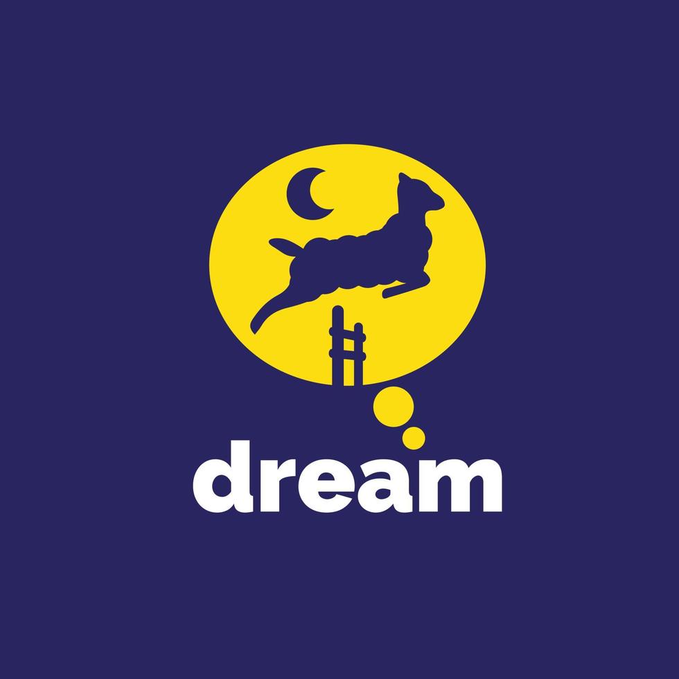 icône ou logo de rêve ou de sommeil. thème de comptage des moutons. vecteur