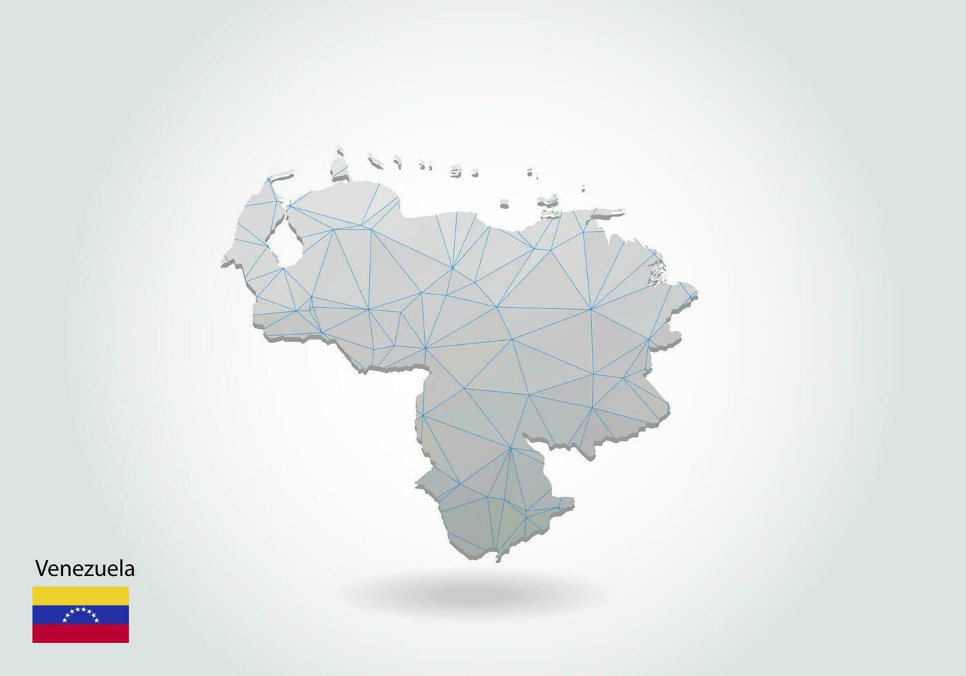 carte vectorielle polygonale du venezuela. conception low-poly. carte faite de triangles sur fond blanc. graphique dégradé de style low poly triangulaire froissé géométrique, points de ligne, conception de l'interface utilisateur. vecteur