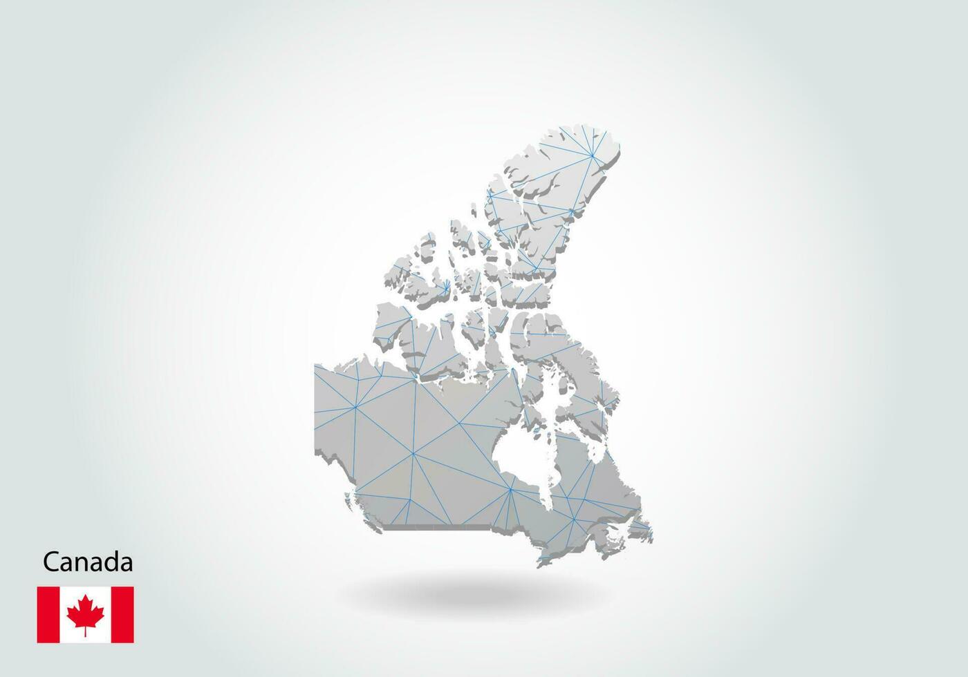 carte vectorielle du canada avec un design de triangles à la mode dans un style polygonal sur fond sombre, forme de carte dans un style d'art découpé en papier 3d moderne. conception de découpe en papier en couches. vecteur