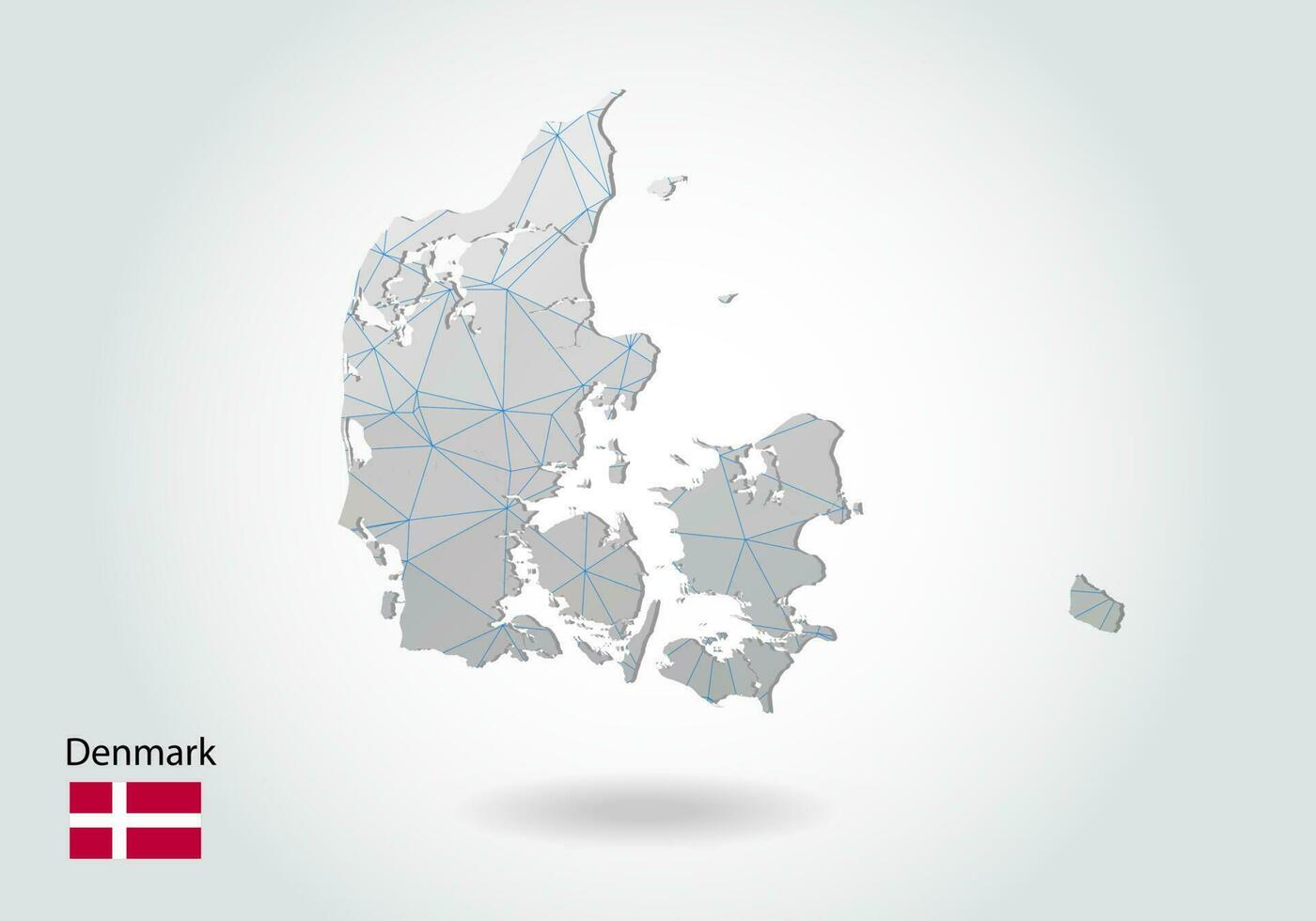 carte vectorielle du danemark avec un design de triangles à la mode dans un style polygonal sur fond sombre, forme de carte dans un style d'art découpé en papier 3d moderne. conception de découpe en papier en couches. vecteur