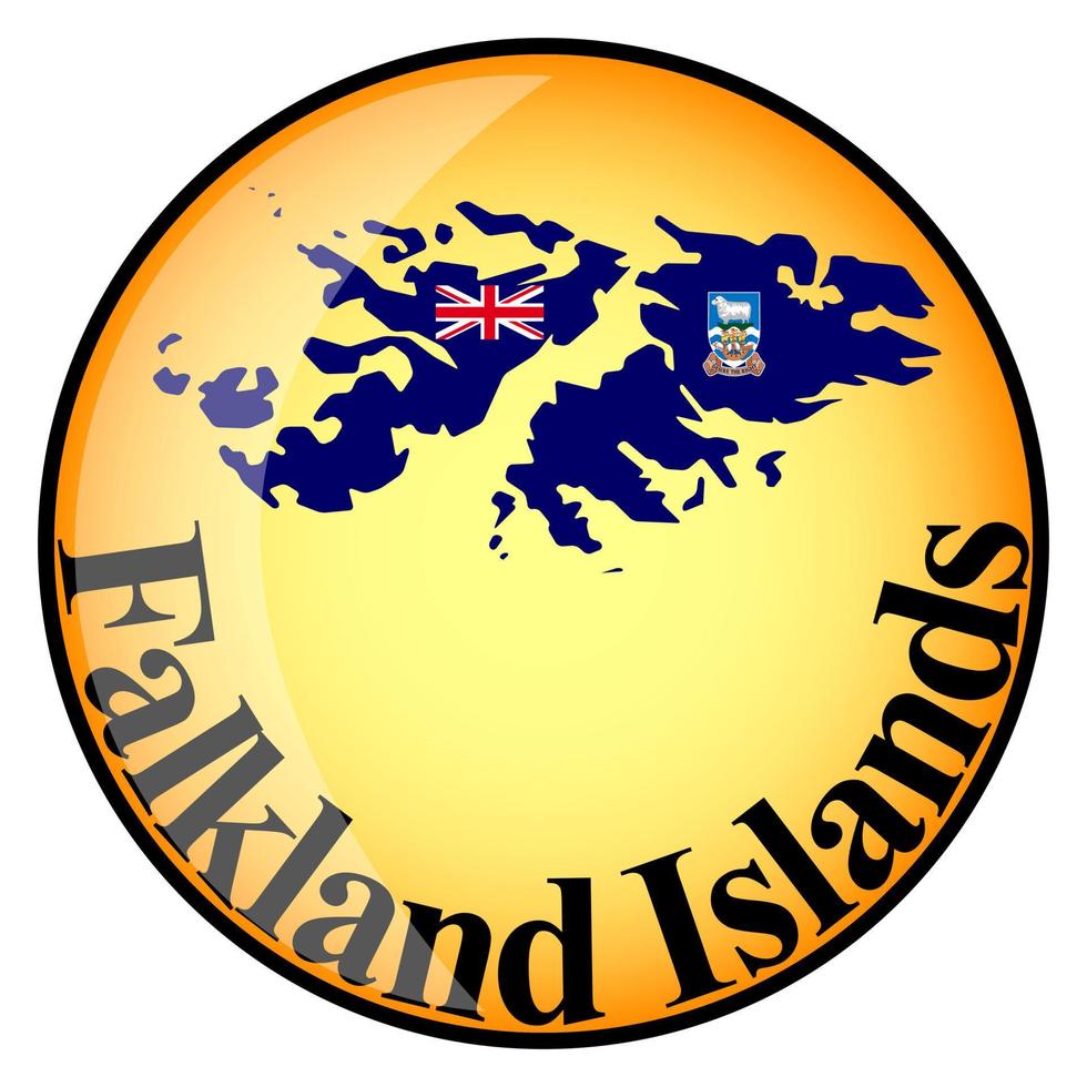 bouton orange avec les images des cartes des îles falkland vecteur