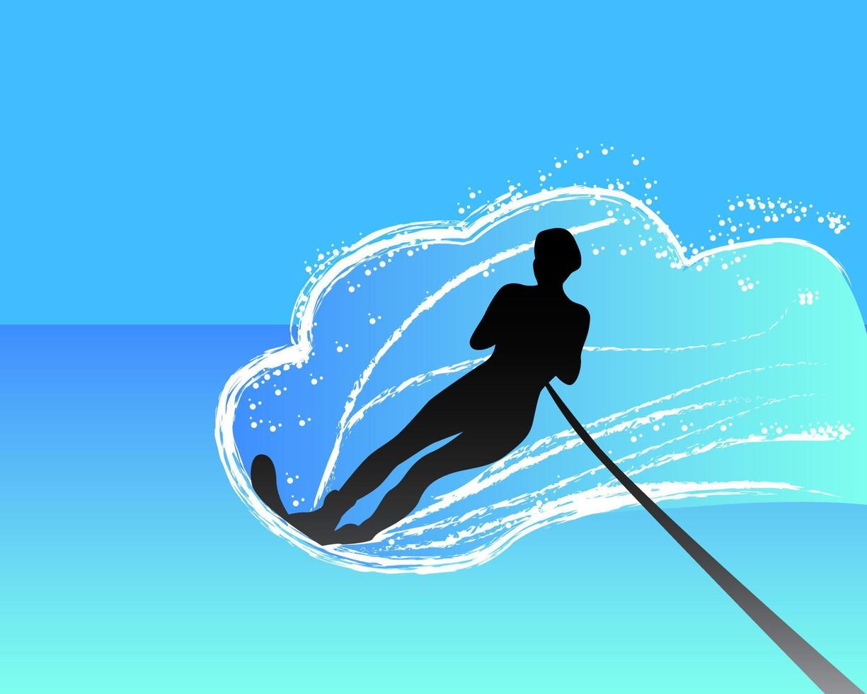 skieur nautique glissant sur la surface de l'eau vecteur