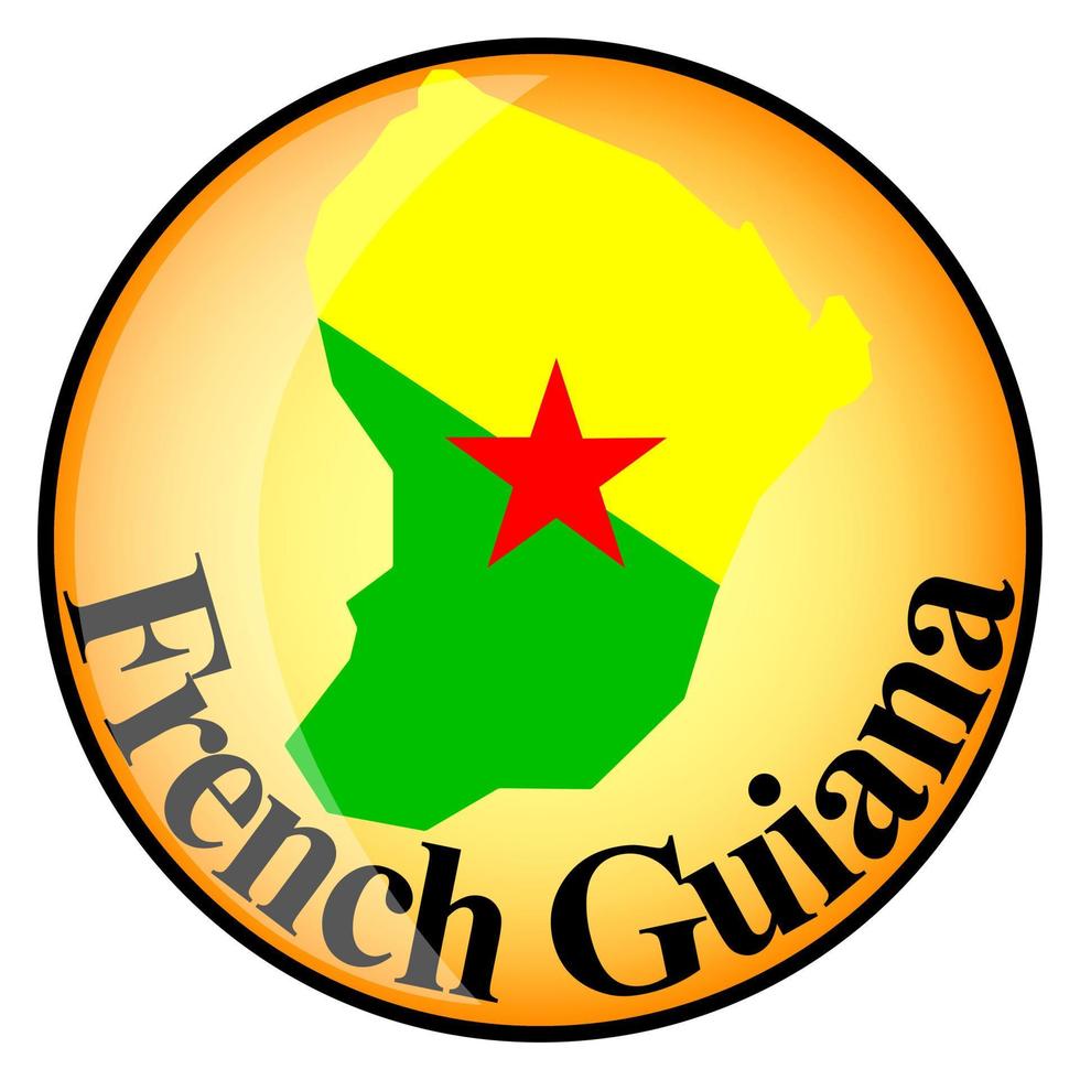bouton orange avec les cartes-images de la guyane française vecteur