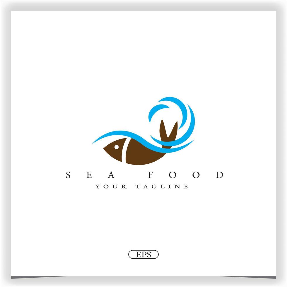 logo de fruits de mer modèle élégant premium vecteur eps 10