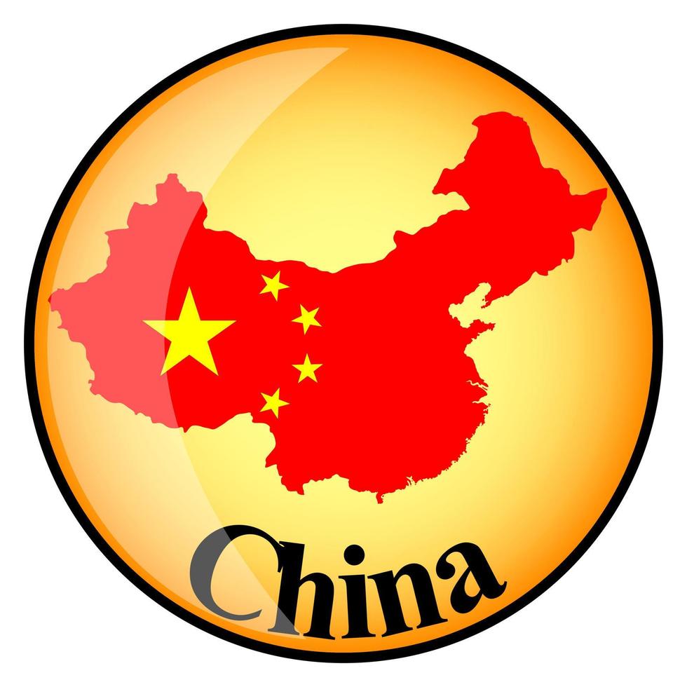 bouton orange avec les cartes-images de la Chine vecteur