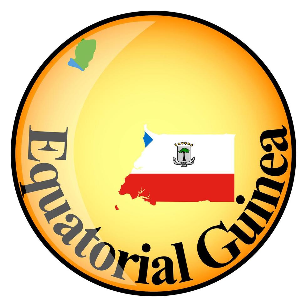 bouton orange avec les cartes-images de la Guinée équatoriale vecteur