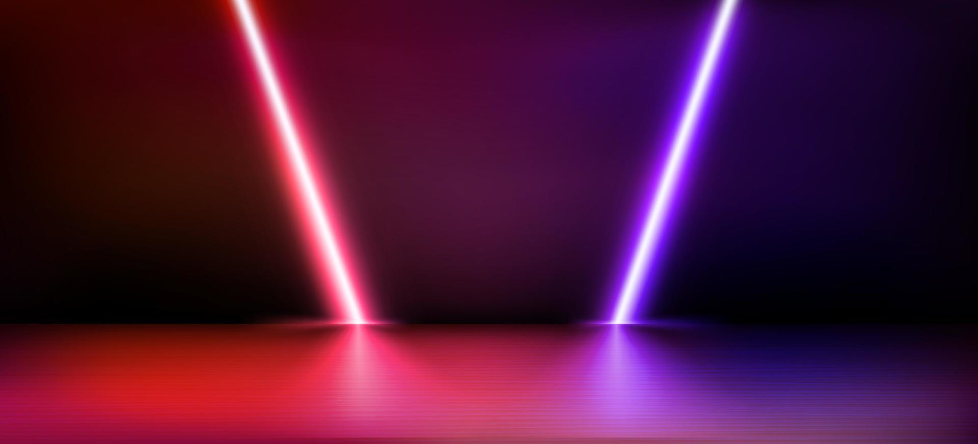 studio vectoriel abstrait avec des néons lumineux. studio de vecteur 3d
