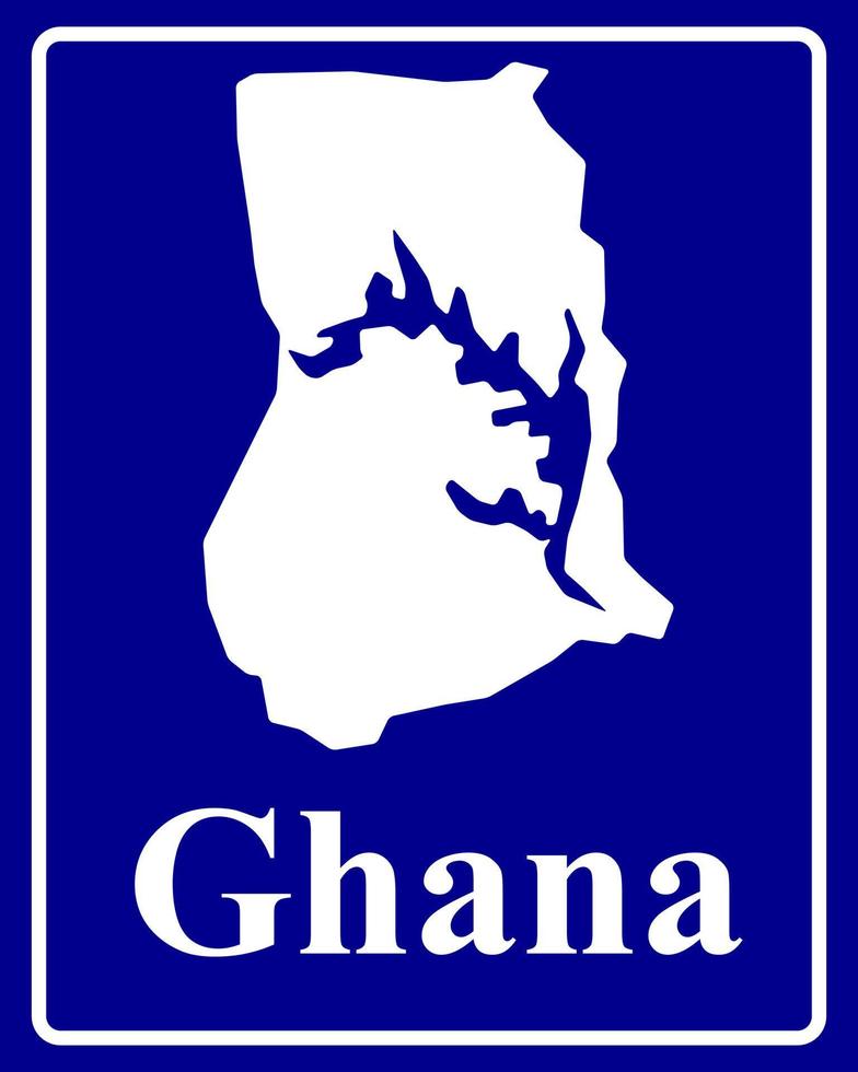 signer comme une silhouette blanche carte du ghana vecteur