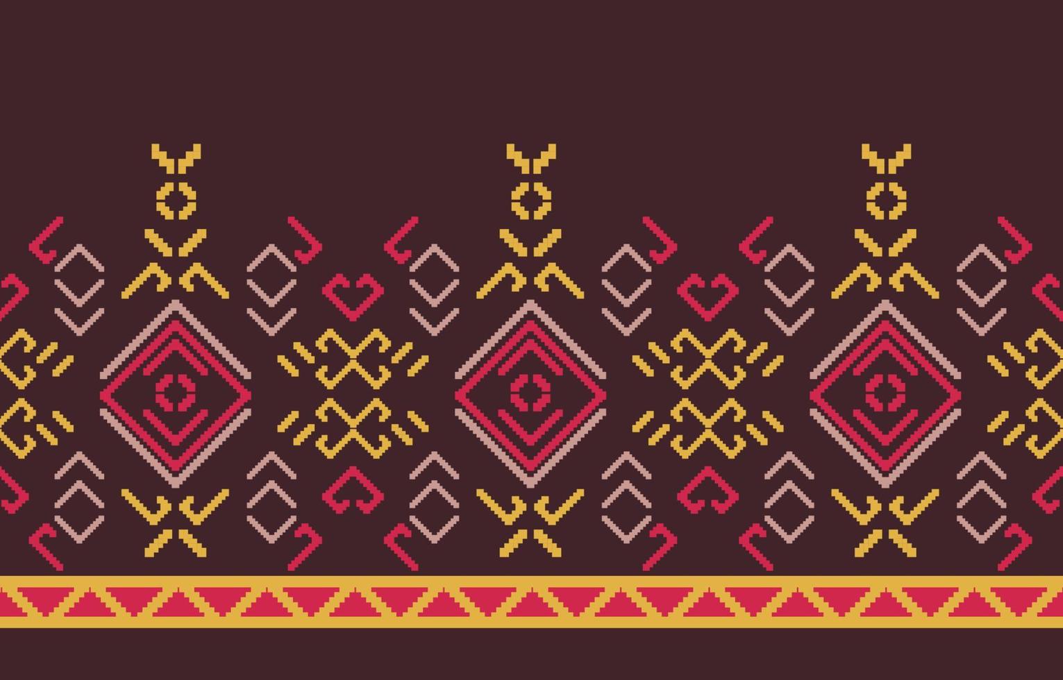 frontière ethnique marron à la main bel art. motif navajo sans couture dans le style tribal, folklorique, mexicain, péruvien, indien, marocain, turc et ouzbek. impression d'ornement d'art géométrique à motif aztèque. vecteur