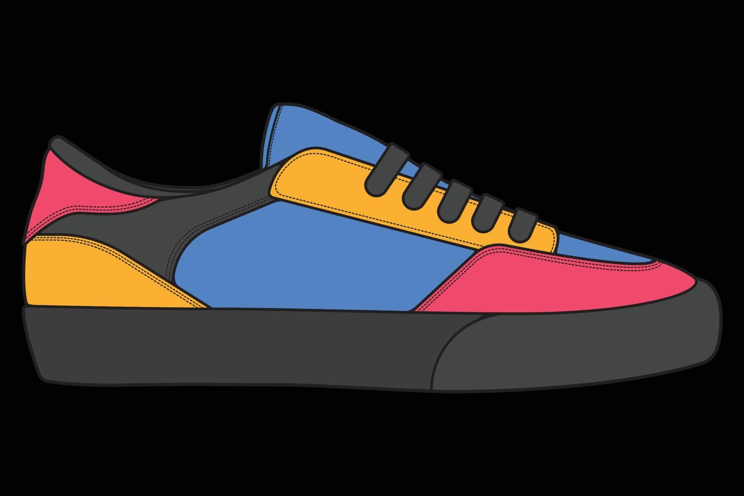 chaussures de baskets vectorielles pour l'entraînement, illustration vectorielle de chaussure de course. chaussures de sport couleur pleine. vecteur