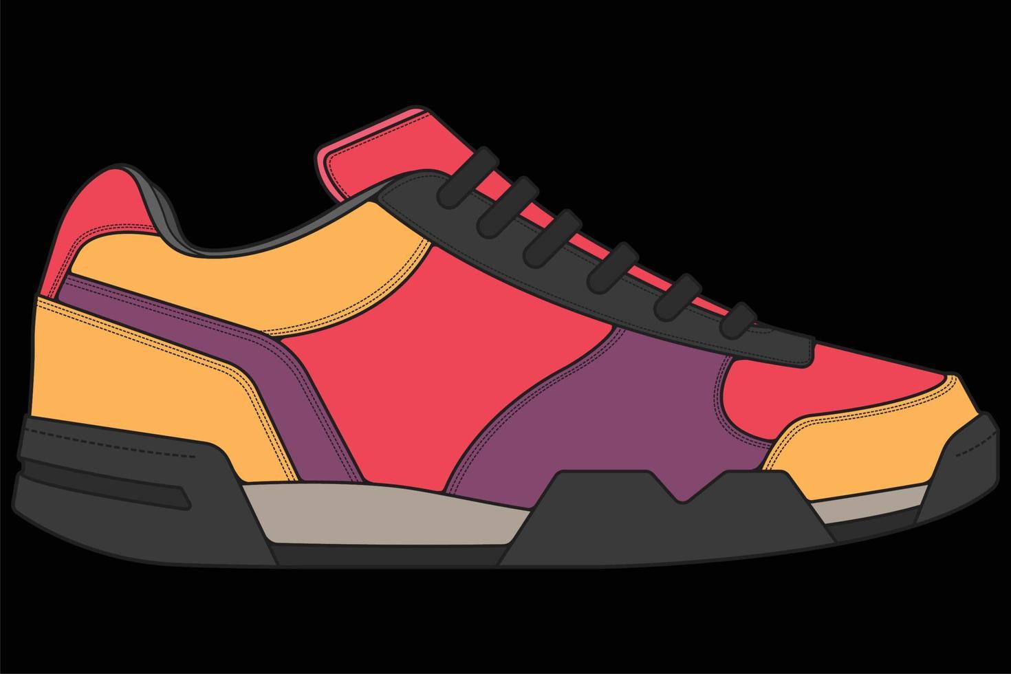 chaussures de baskets vectorielles pour l'entraînement, illustration vectorielle de chaussure de course. chaussures de sport couleur pleine. vecteur