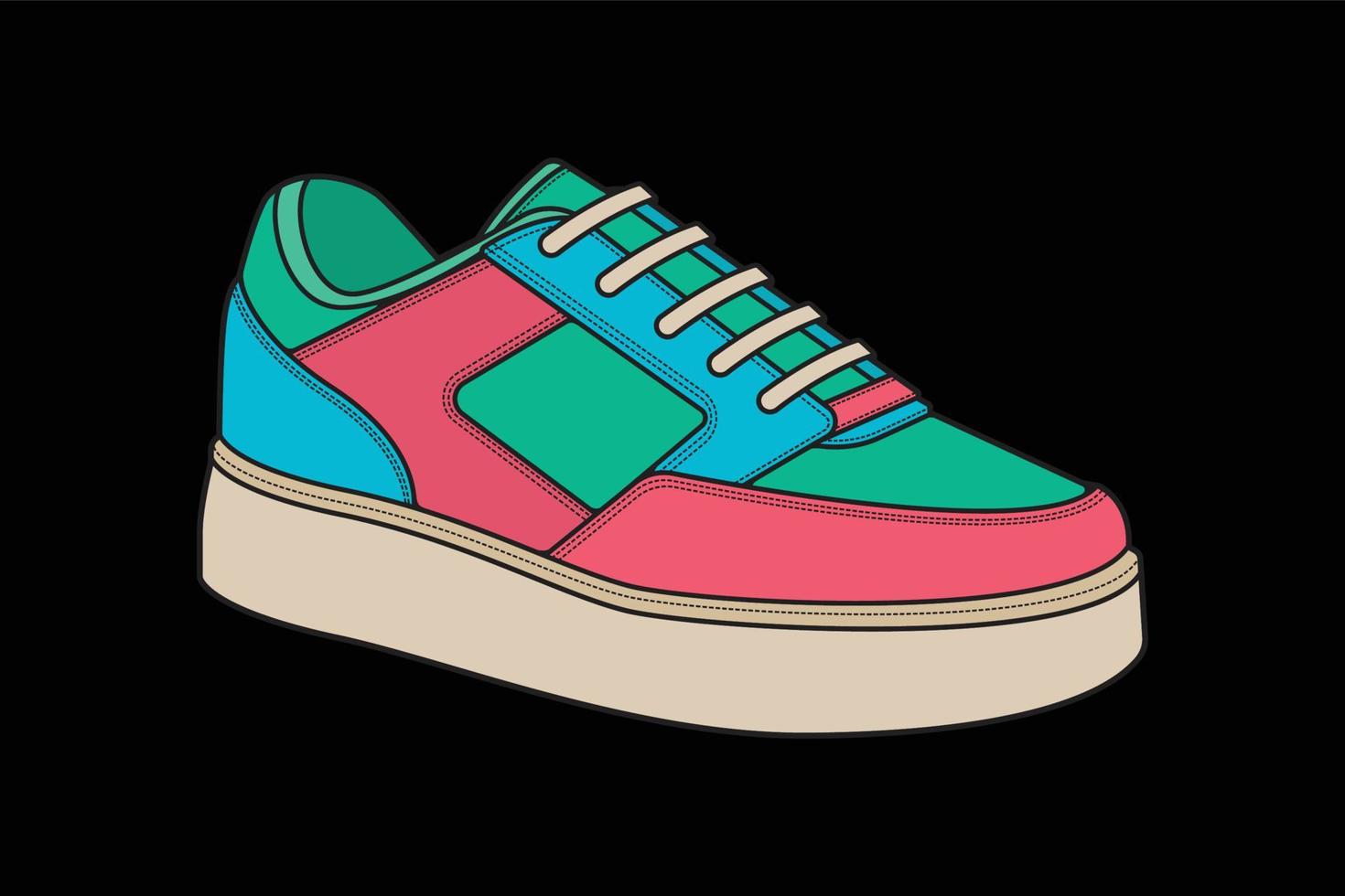 chaussures de baskets vectorielles pour l'entraînement, illustration vectorielle de chaussure de course. chaussures de sport couleur pleine. vecteur