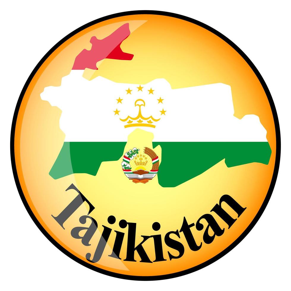 bouton orange avec les images des cartes du tadjikistan vecteur