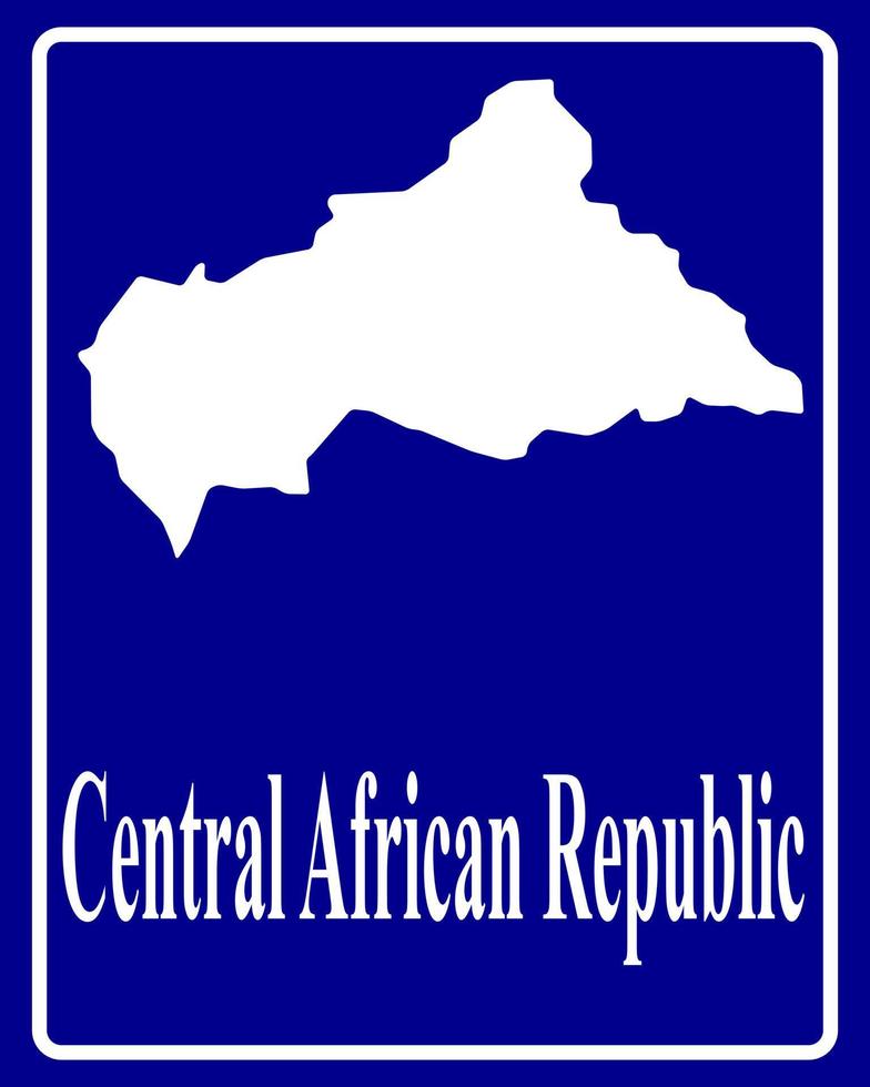 signe comme une silhouette blanche carte de la république centrafricaine vecteur