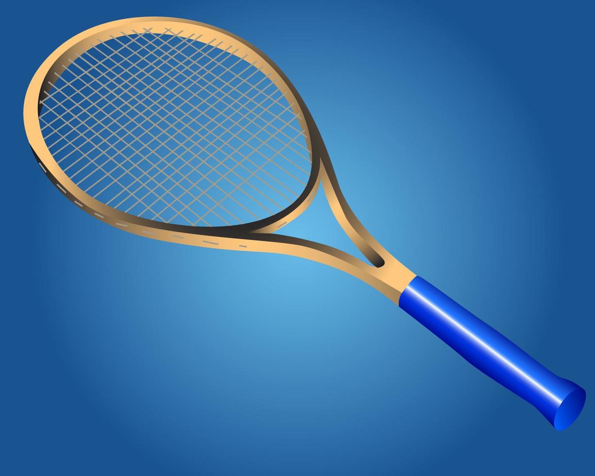 Raquette de badminton sur fond bleu vecteur