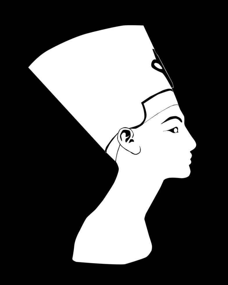 silhouette blanche Néfertiti vecteur