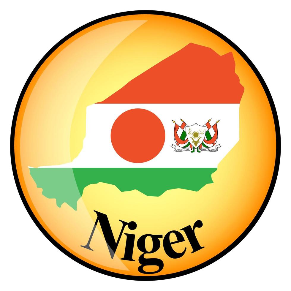 bouton orange avec les cartes-images du niger vecteur