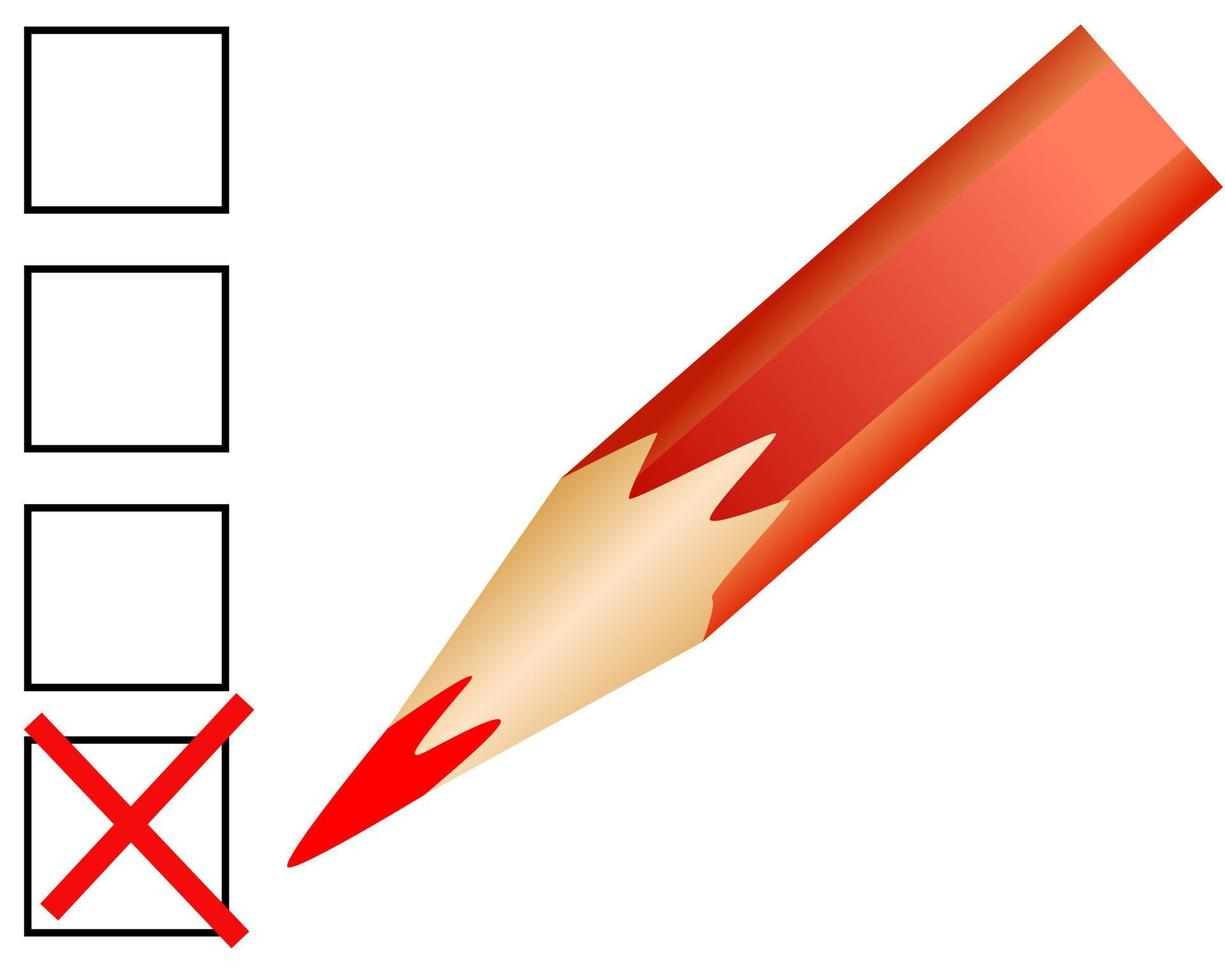 crayon rouge mettant une croix vecteur