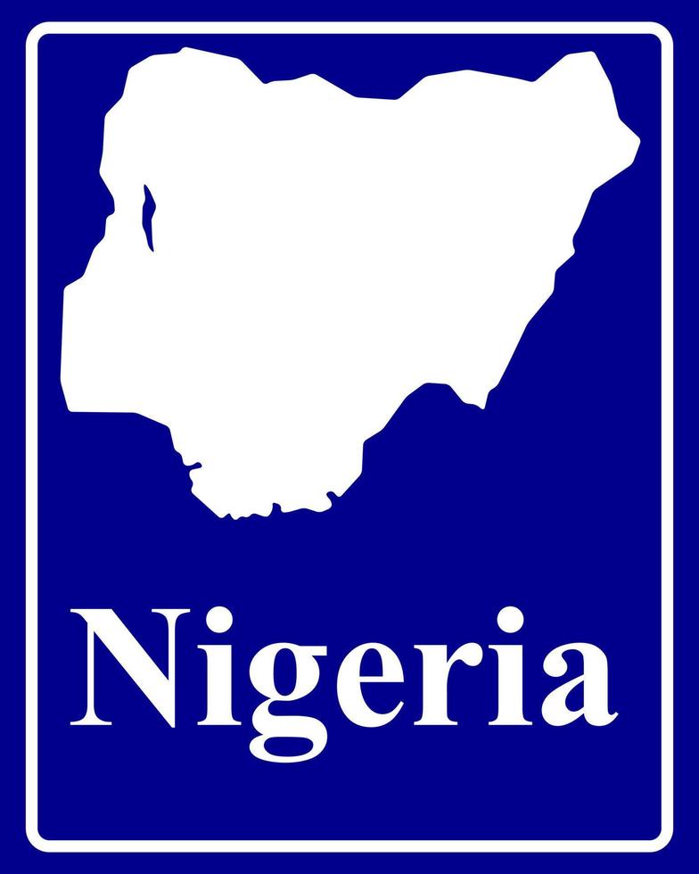 signer comme une silhouette blanche carte du nigeria vecteur