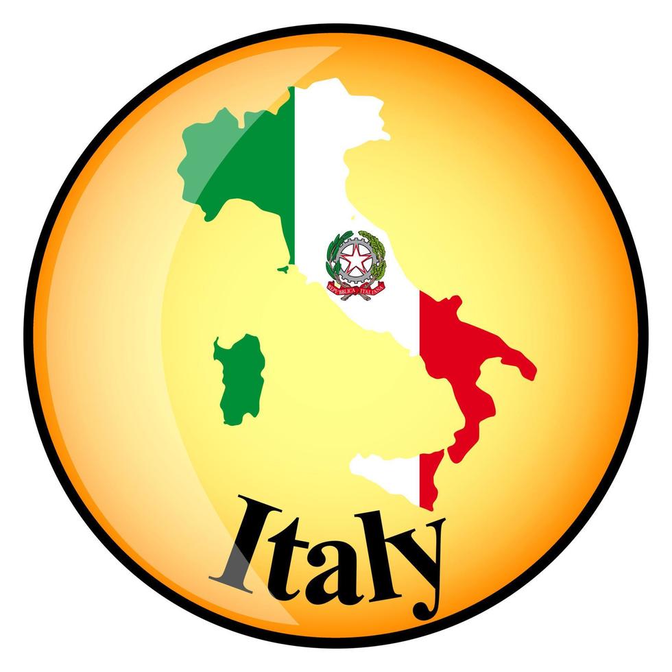 bouton orange avec les cartes d'image de l'Italie vecteur