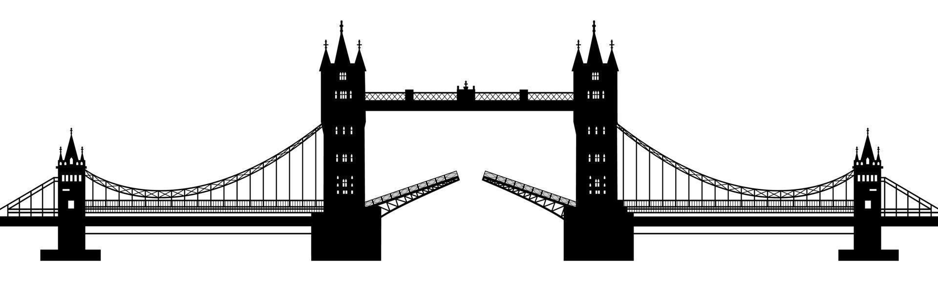 silhouette noire d'un pont-levis sur fond blanc vecteur