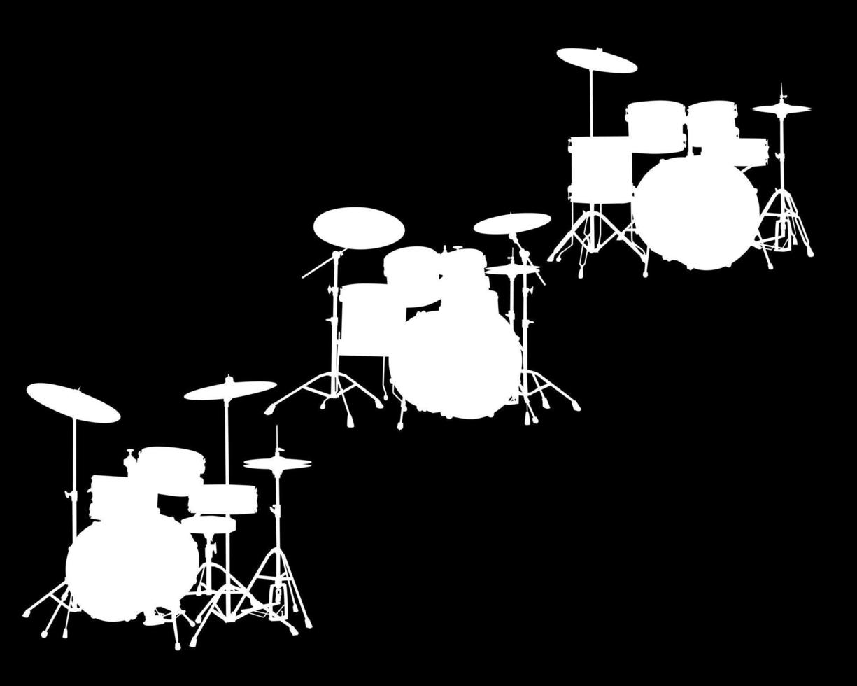 silhouettes blanches d'installations de type tambour vecteur