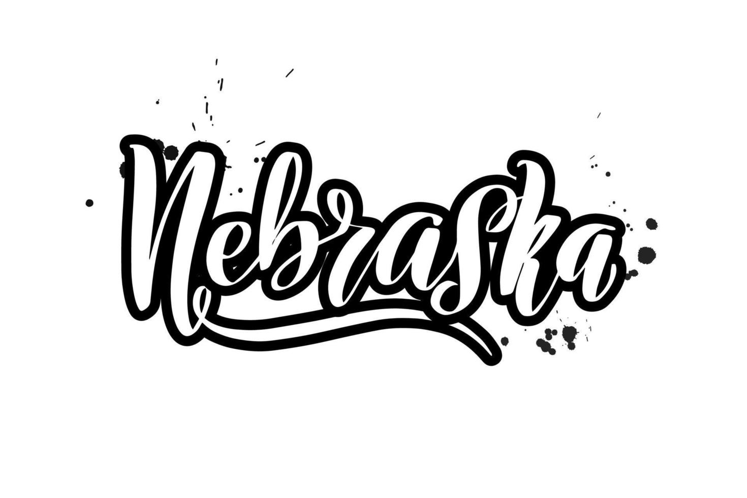 lettrage au pinceau manuscrit inspirant nebraska. illustration de calligraphie vectorielle isolée sur fond blanc. typographie pour bannières, badges, cartes postales, t-shirts, impressions, affiches. vecteur