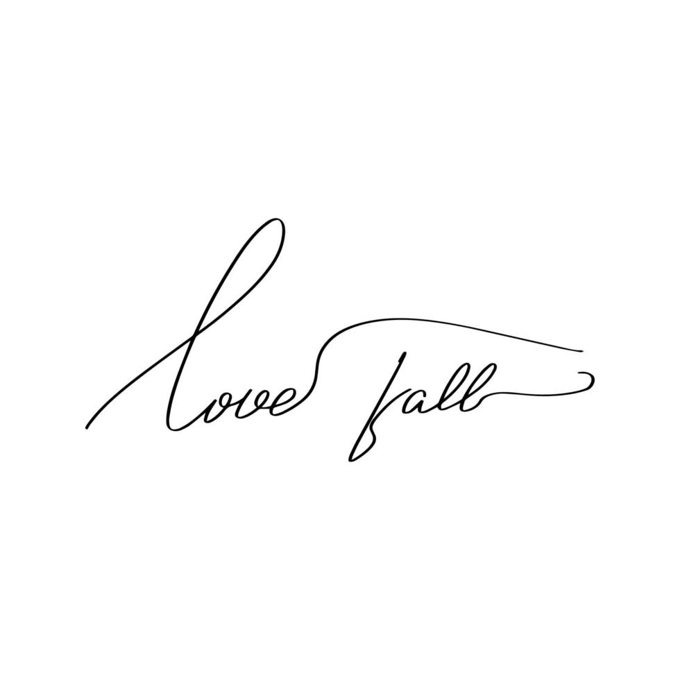 lettrage au pinceau manuscrit inspirant love fall. illustration de calligraphie vectorielle isolée sur fond blanc. typographie pour bannières, badges, cartes postales, t-shirts, impressions, affiches. vecteur