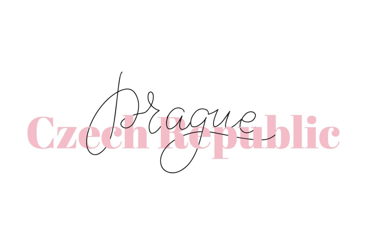 lettrage au pinceau manuscrit inspirant république tchèque prague. illustration de calligraphie vectorielle isolée sur fond blanc. typographie pour bannières, badges, cartes postales, t-shirts, impressions, affiches. vecteur