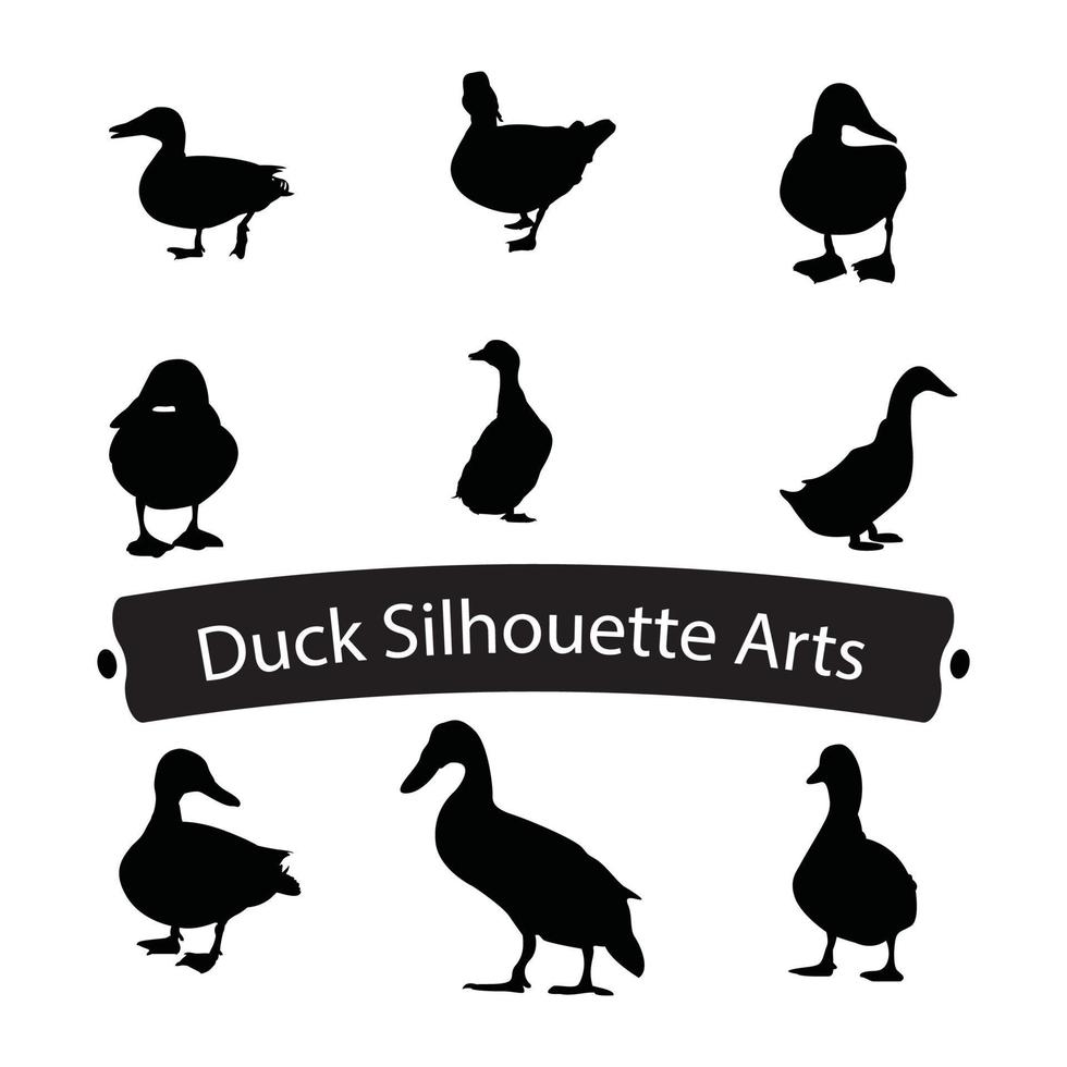 silhouette du vecteur gratuit graphique noir d'un canard