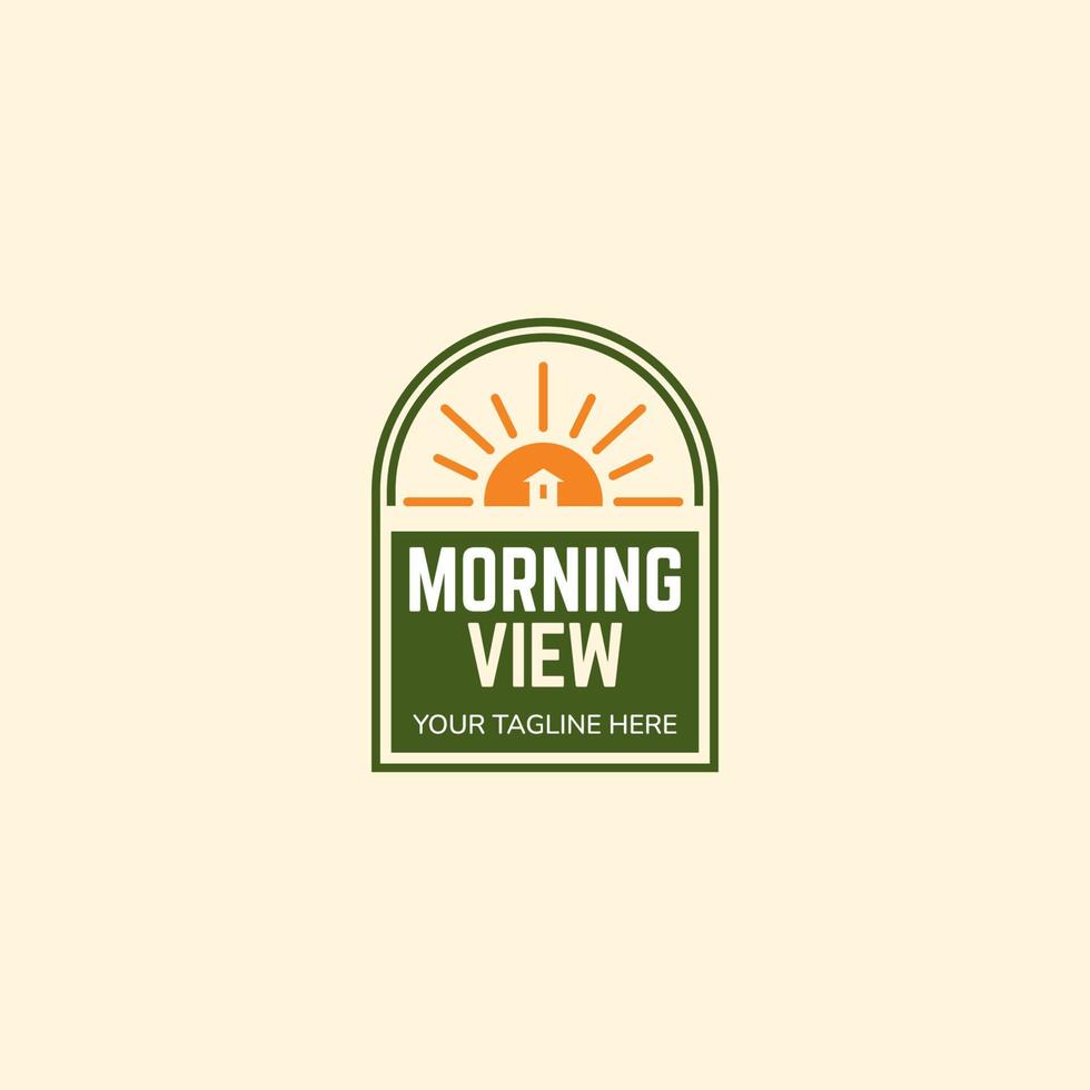 matin, vue, lever du soleil, camp, logo moderne vecteur