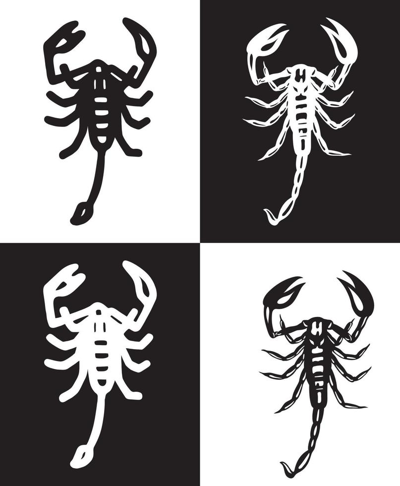 illustration de silhouette vecteur scorpion noir et blanc