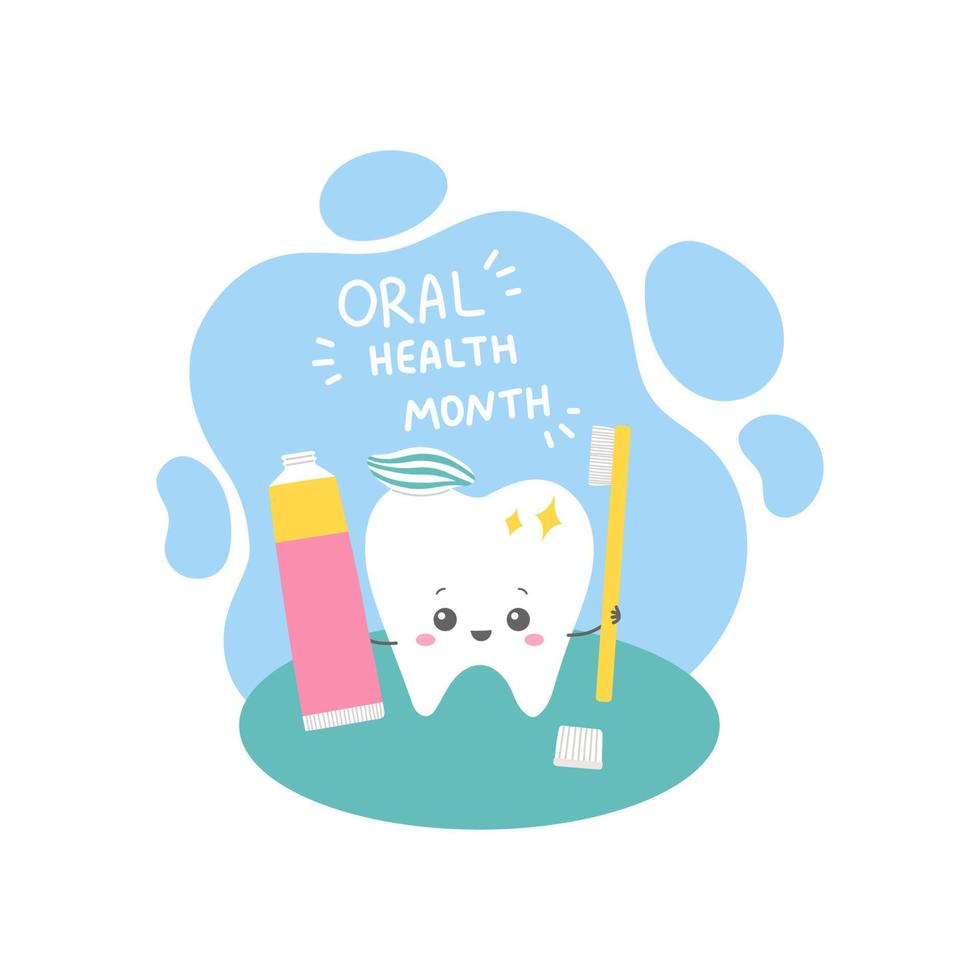 mois de soins bucco-dentaires, illustration vectorielle plane de soins dentaires vecteur