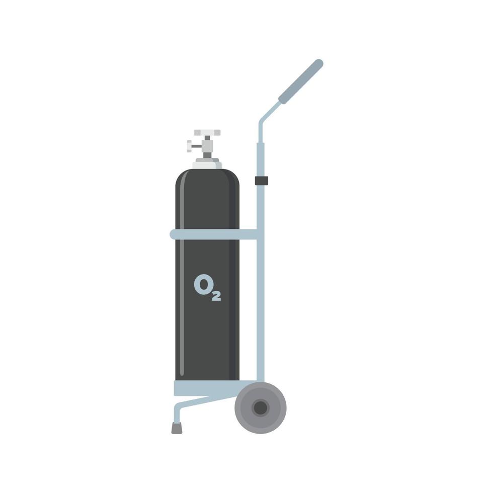 équipement médical de bouteille d'oxygène avec illustration vectorielle de civière, réservoir d'oxygène, bouteille, oxygène, o2, équipement médical, hôpital, médecin. vecteur