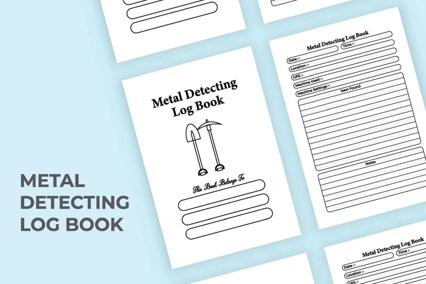 intérieur du tracker d'informations de détection de métaux. expérience du détecteur de métaux et modèle de journal de l'enregistreur d'informations de localisation. intérieur d'un cahier. intérieur de traqueur d'activité de travail de creusement quotidien. vecteur