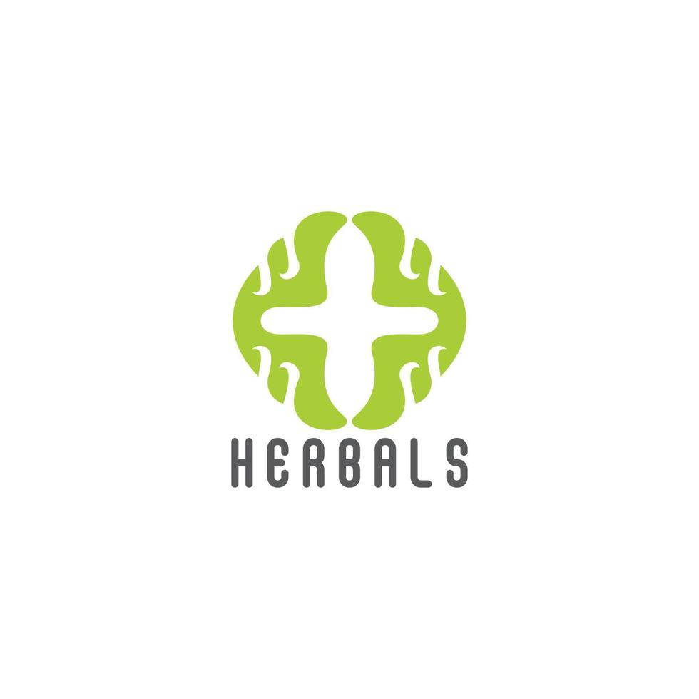 plus medical green herbals feuille symbole vecteur logo