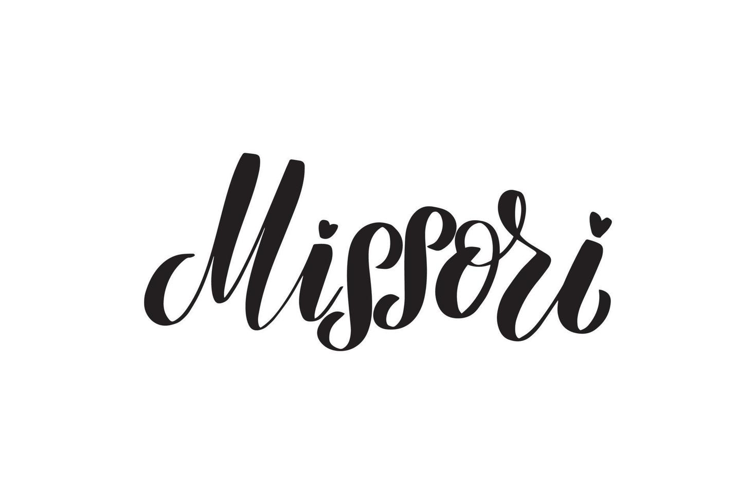 lettrage manuscrit inspirant au pinceau missouri. illustration de calligraphie vectorielle isolée sur fond blanc. typographie pour bannières, badges, cartes postales, t-shirts, impressions, affiches. vecteur