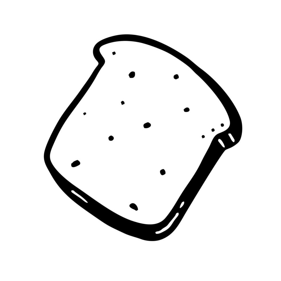 toast est un croquis vectoriel d'élément de boulangerie dessiné à la main de griffonnages. pour les menus des cafés et boulangeries
