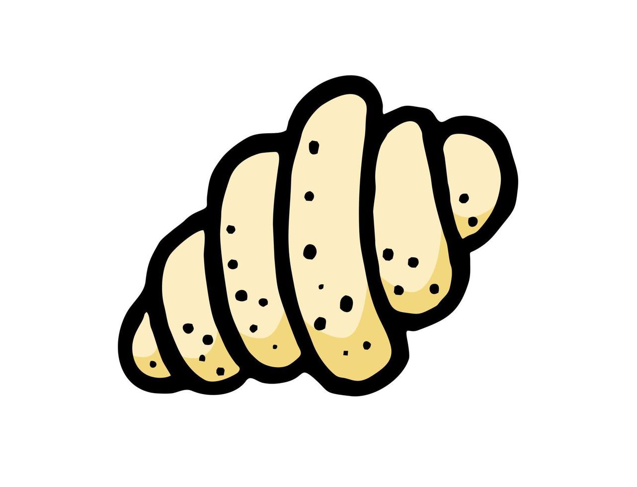 croissant est un vecteur d'élément de boulangerie dessiné à la main dans le style d'un croquis de doodle. pour les menus des cafés et boulangeries