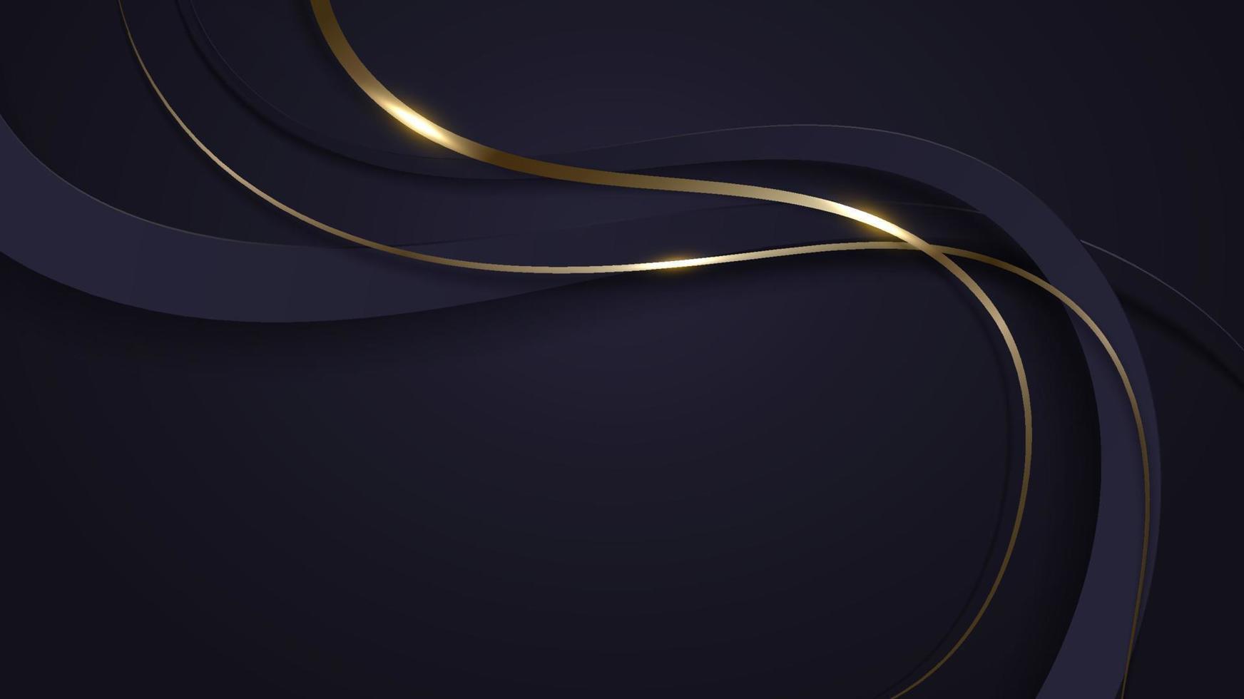 lignes de vague de couleur pourpre de luxe 3d abstraites avec décoration de ligne courbe dorée brillante vecteur
