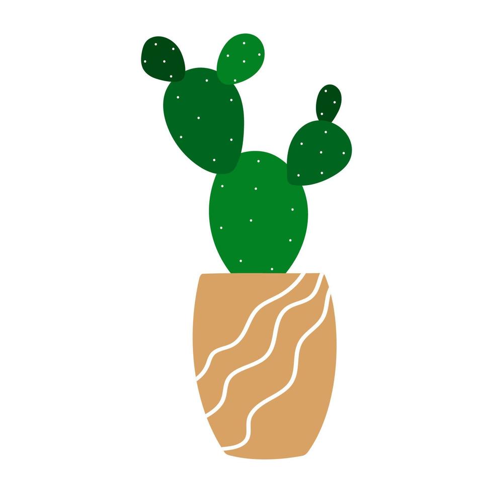 cactus en pot de fleurs. plante d'intérieur colorée de dessin animé. vecteur