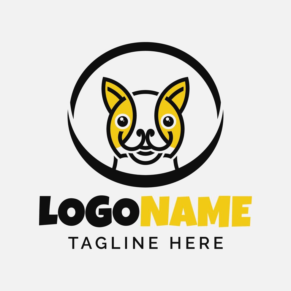 illustration vectorielle de conception graphique de logo de tête de chien mignon vecteur