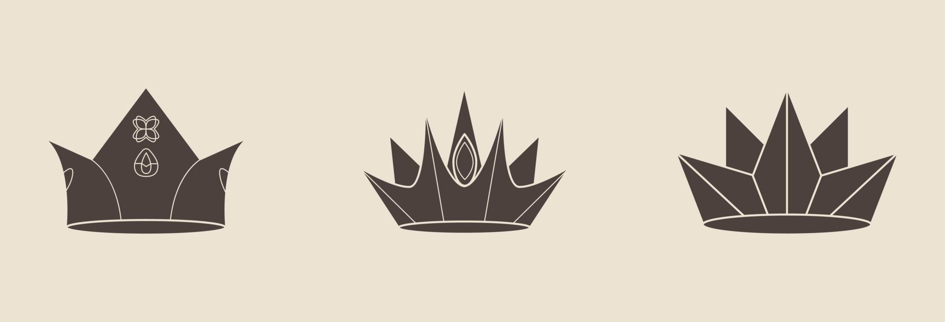 collection de couronnes royales. collection de couronnes de qualité. icônes de couronne vintage. illustration vectorielle vecteur