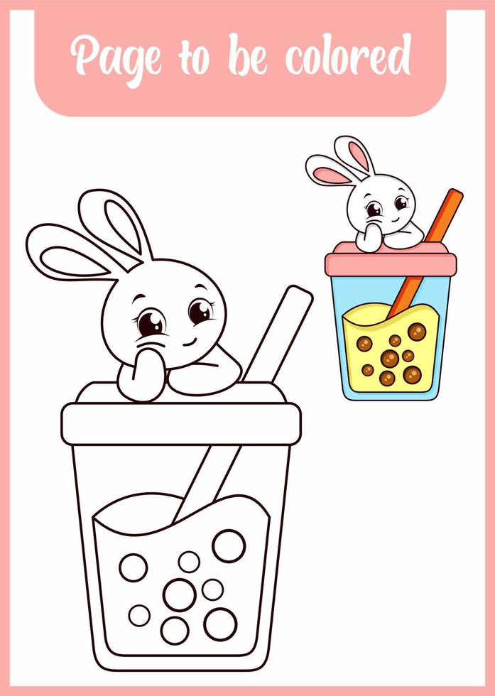 livre de coloriage pour enfants boisson lapin mignon vecteur