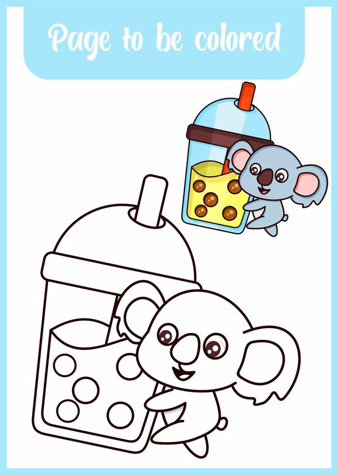 livre de coloriage pour enfants boisson koala mignon vecteur